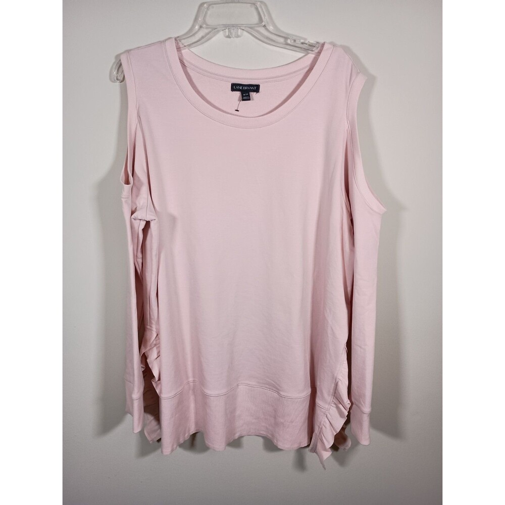 Lane Bryant Cold Shoulder Long Sleeve Pale Pink Ruffle Sweater Plus Size 18 / 20